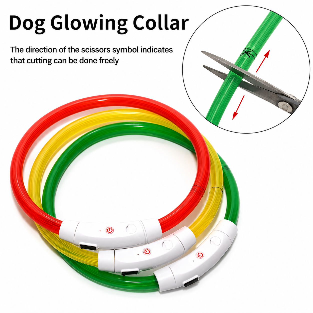 Rechargeable Fiber Optic Dog Collar Luminous Night Glow Pet Accessory Detachable Safety Collar for Enhanced Nighttime Visibi
