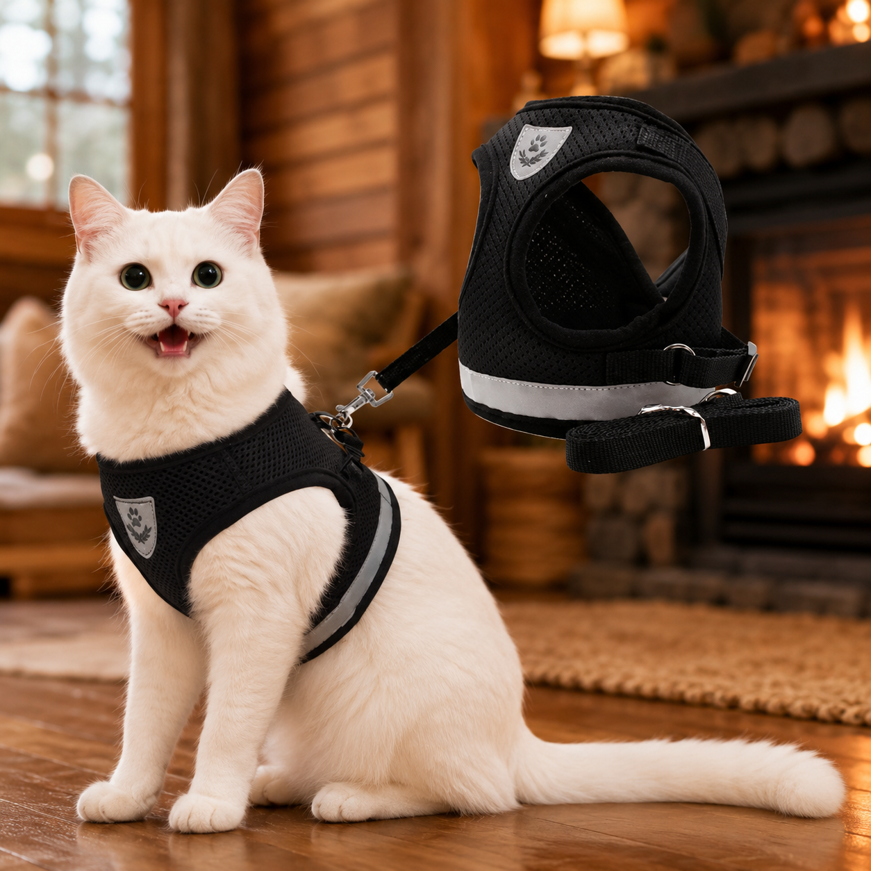 Escape-Proof Cat & Dog Harness with Leash Set – Adjustable Reflective Breathable Mesh Vest Harness for Small to Large Pets (XS-XL, 4 Colors)
