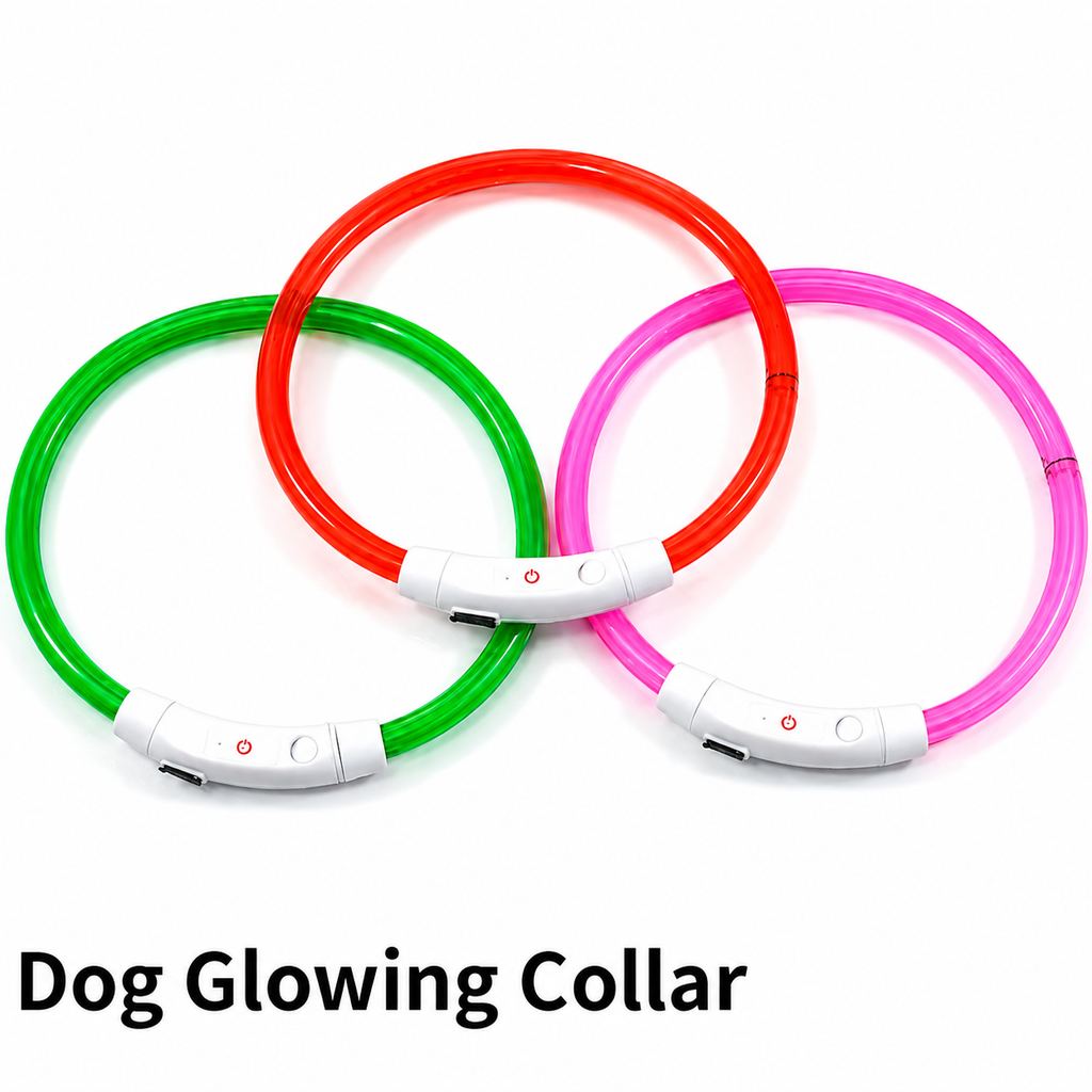 Rechargeable Fiber Optic Dog Collar Luminous Night Glow Pet Accessory Detachable Safety Collar for Enhanced Nighttime Visibi