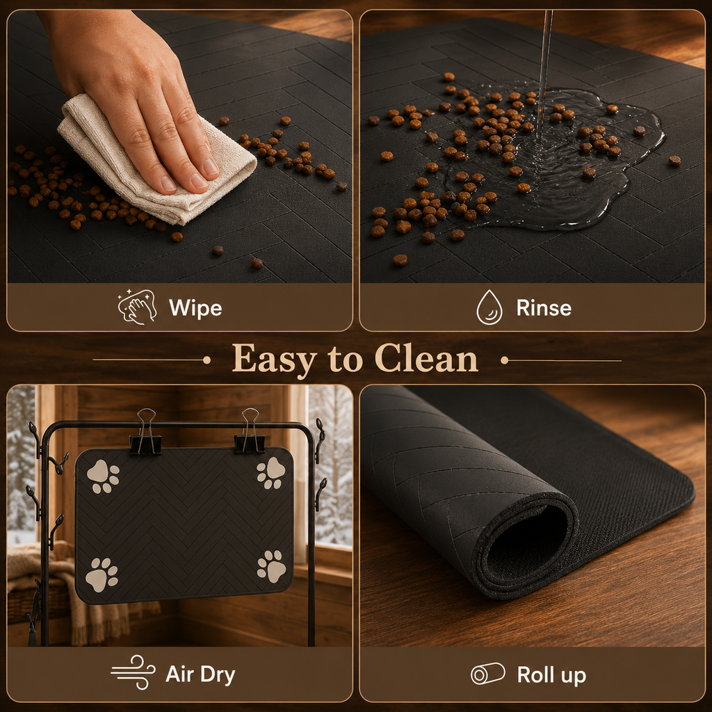 Non-Slip Waterproof Pet Feeding Mat – Absorbent Placemat for Dog & Cat Bowls