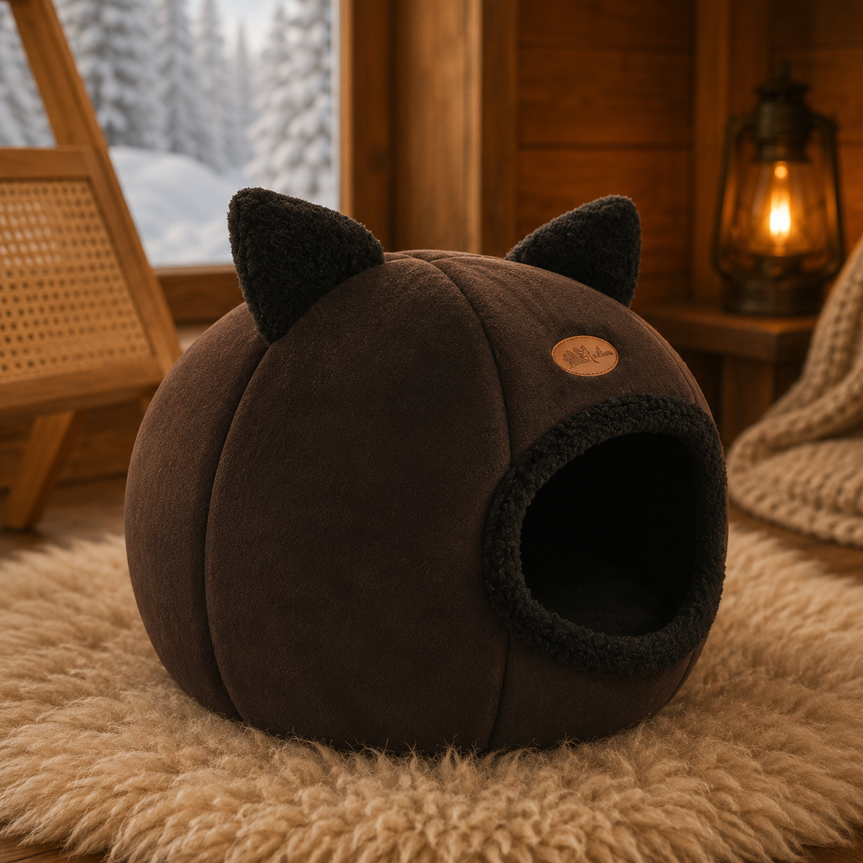 Cozy Cat Cave Bed – Warm Winter Nest House for Cats & Small Dogs, Soft Removable Cushion, Non-Slip Bottom (M/L/XL)
