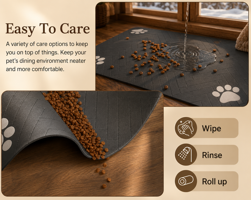 Non-Slip Waterproof Pet Feeding Mat – Absorbent Placemat for Dog & Cat Bowls