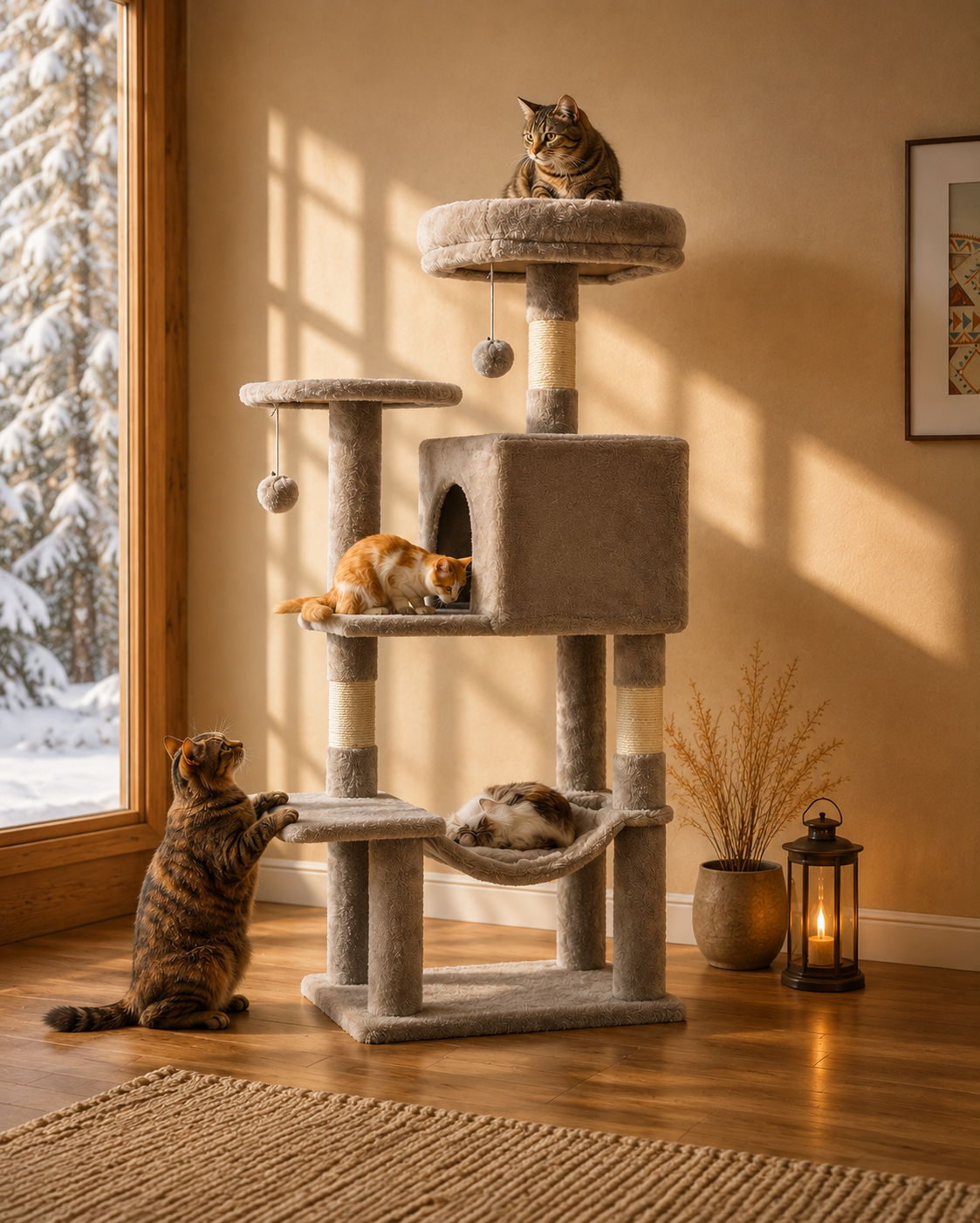 Cat Tree Tall Multi-Cat Climbing Tower