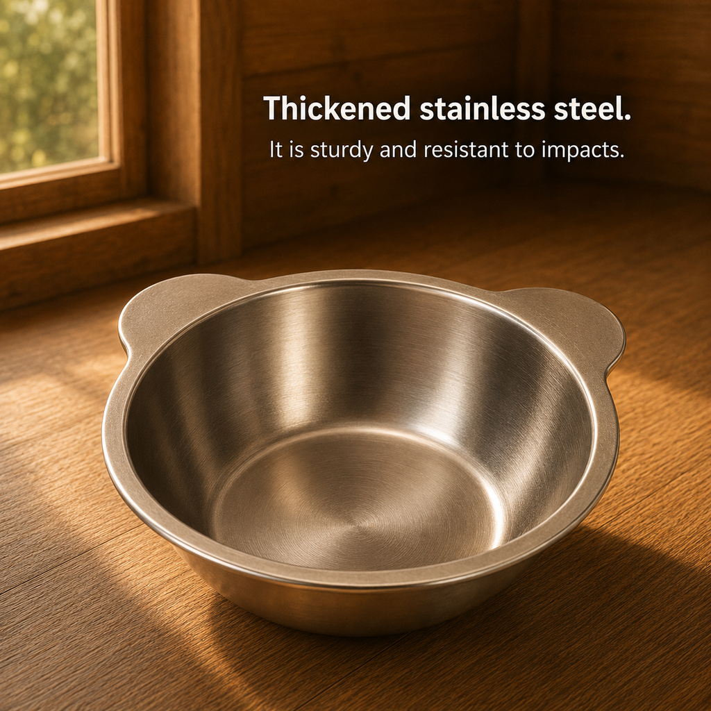 ‌304 Stainless Steel Raised Cat Bowl with 15° Elevated Design Tilted Neck Guard Healthy Feeding Shatterproof for Cats Puppies