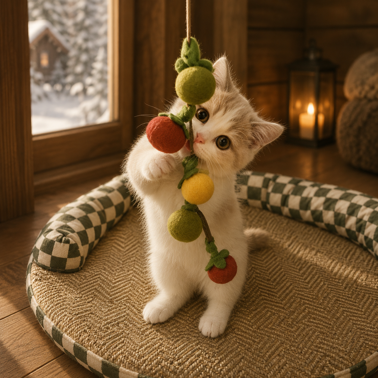 Interactive Cat Feather Wand Toy – Rotating Teaser for Kittens