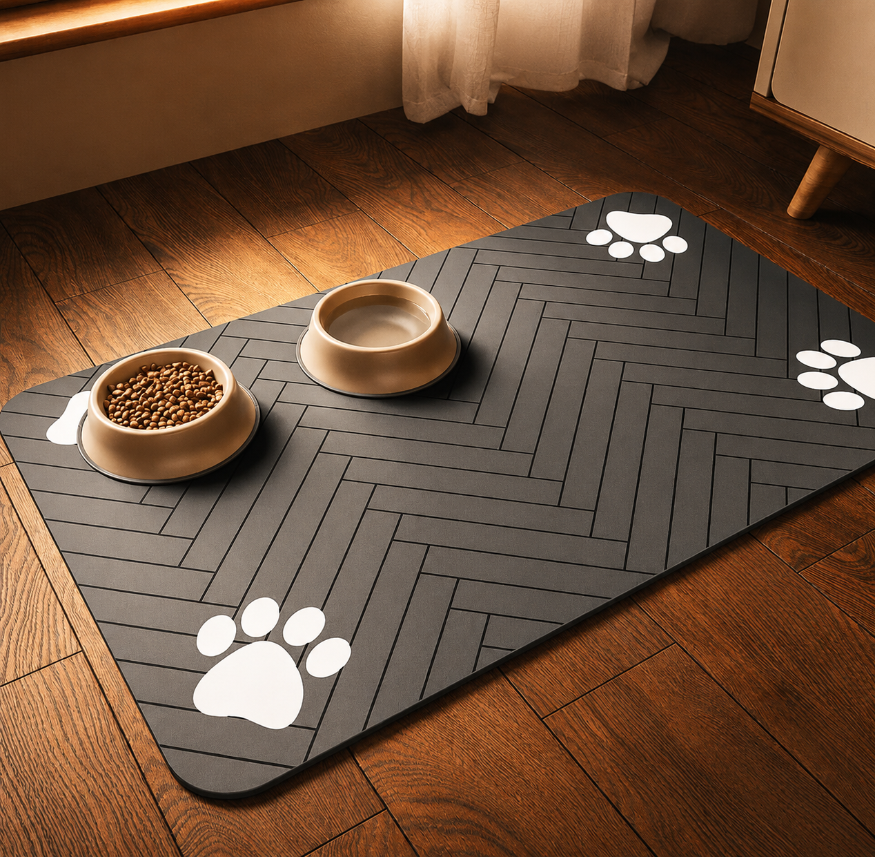 Non-Slip Waterproof Pet Feeding Mat – Absorbent Placemat for Dog & Cat Bowls