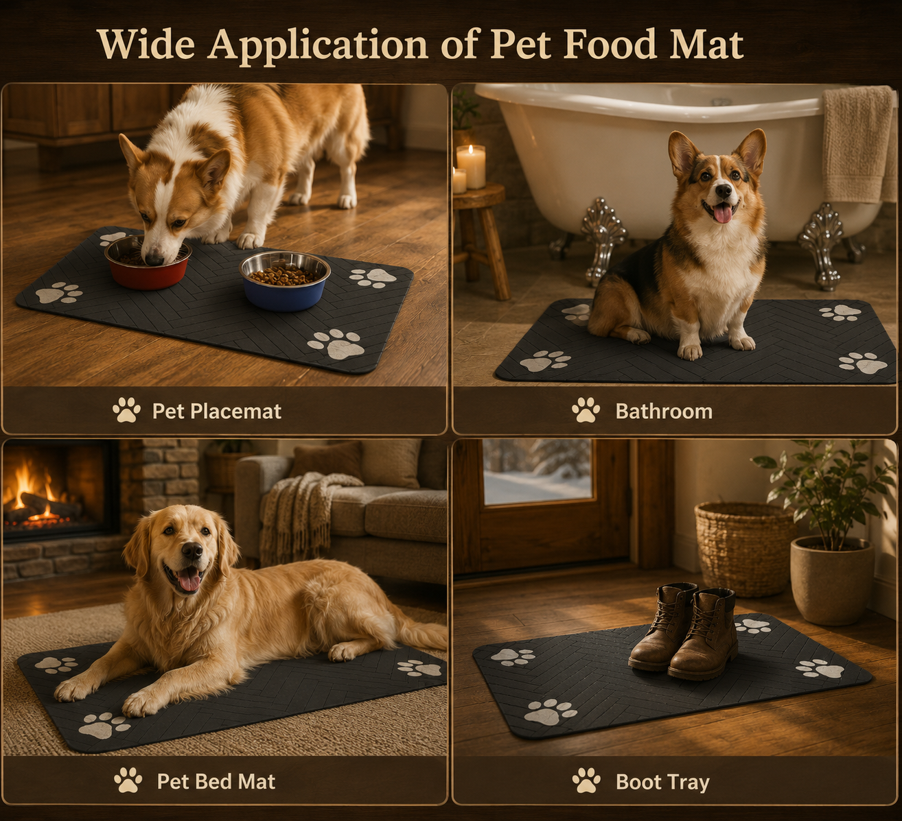 Non-Slip Waterproof Pet Feeding Mat – Absorbent Placemat for Dog & Cat Bowls