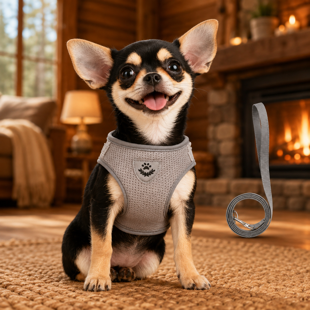 Escape-Proof Cat & Dog Harness with Leash Set – Adjustable Reflective Breathable Mesh Vest Harness for Small to Large Pets (XS-XL, 4 Colors)
