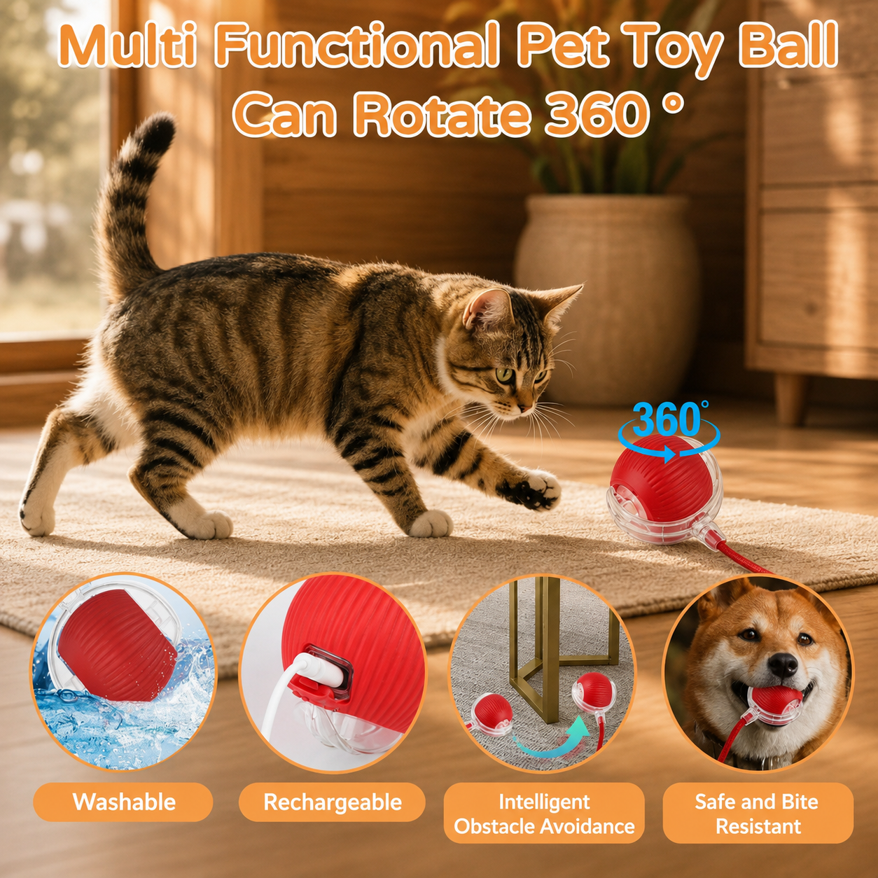 The Growing Mart Interactive Cat Toy – Automatic Rolling Smart Ball for Endless Play