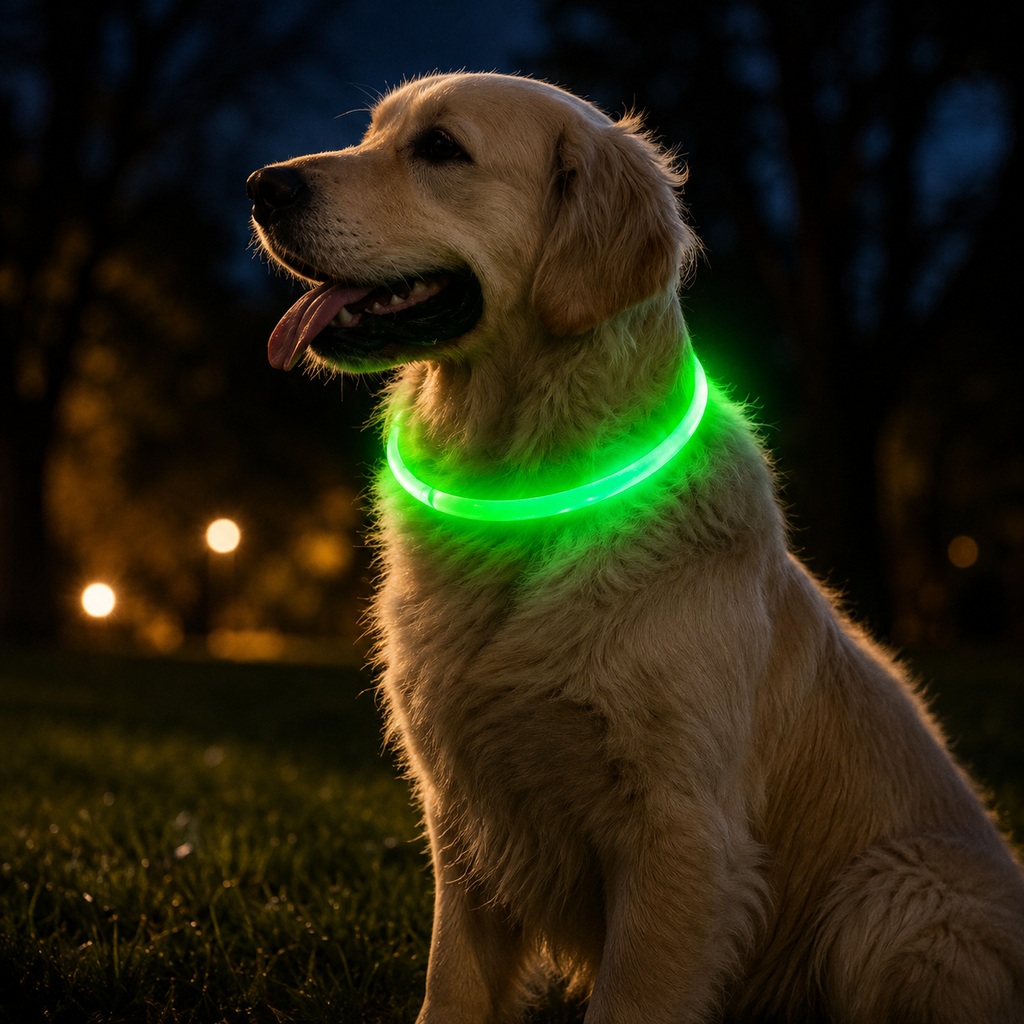 Rechargeable Fiber Optic Dog Collar Luminous Night Glow Pet Accessory Detachable Safety Collar for Enhanced Nighttime Visibi