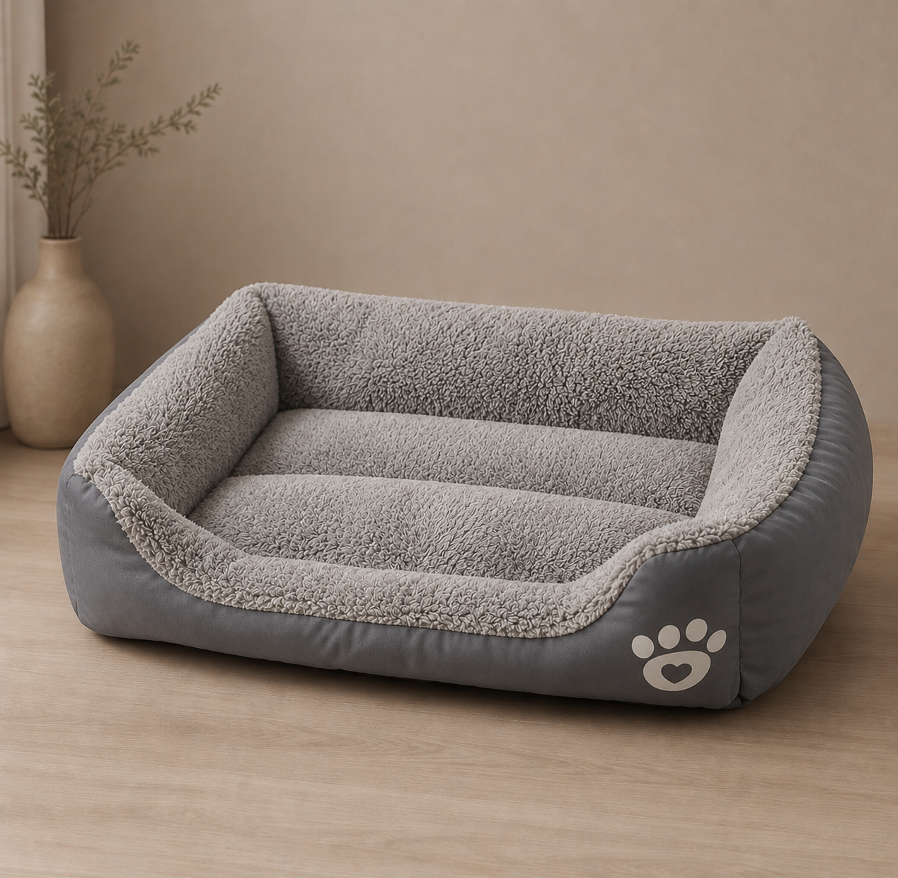 Cozy Square Dog Sofa Bed – Soft Plush Cushion for Cats & Dogs