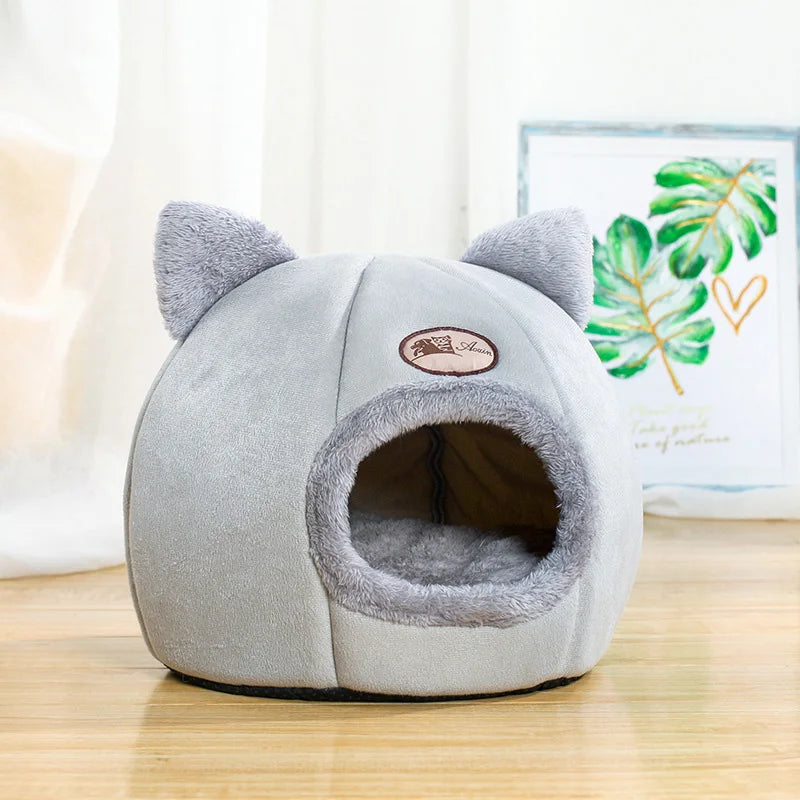 Cozy Cat Cave Bed – Warm Winter Nest House for Cats & Small Dogs, Soft Removable Cushion, Non-Slip Bottom (M/L/XL)