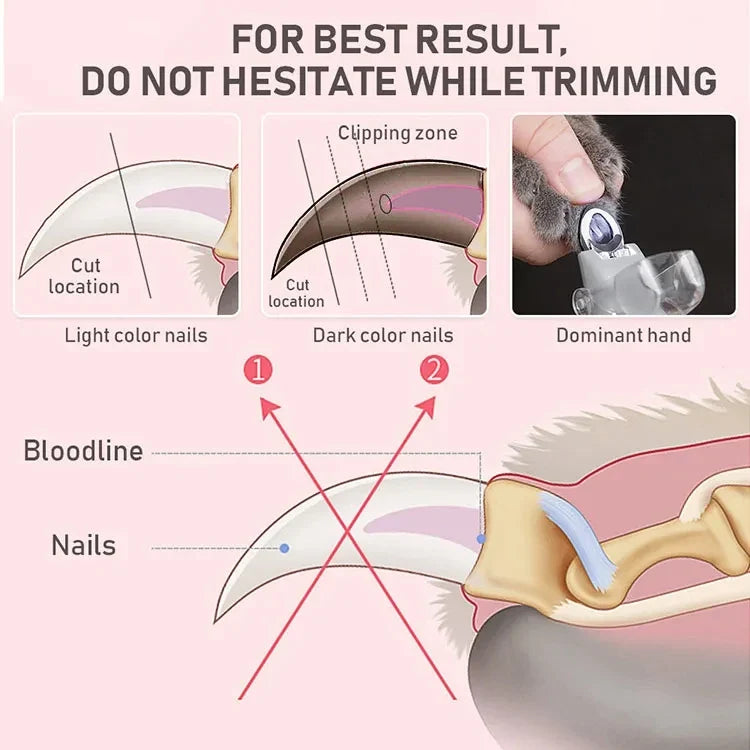 LED Light Pet Nail Clippers – Professional Stainless Steel Cat & Dog Nail Trimmer, Prevents Overcutting, Safe for Cats, Dogs & Rabbits