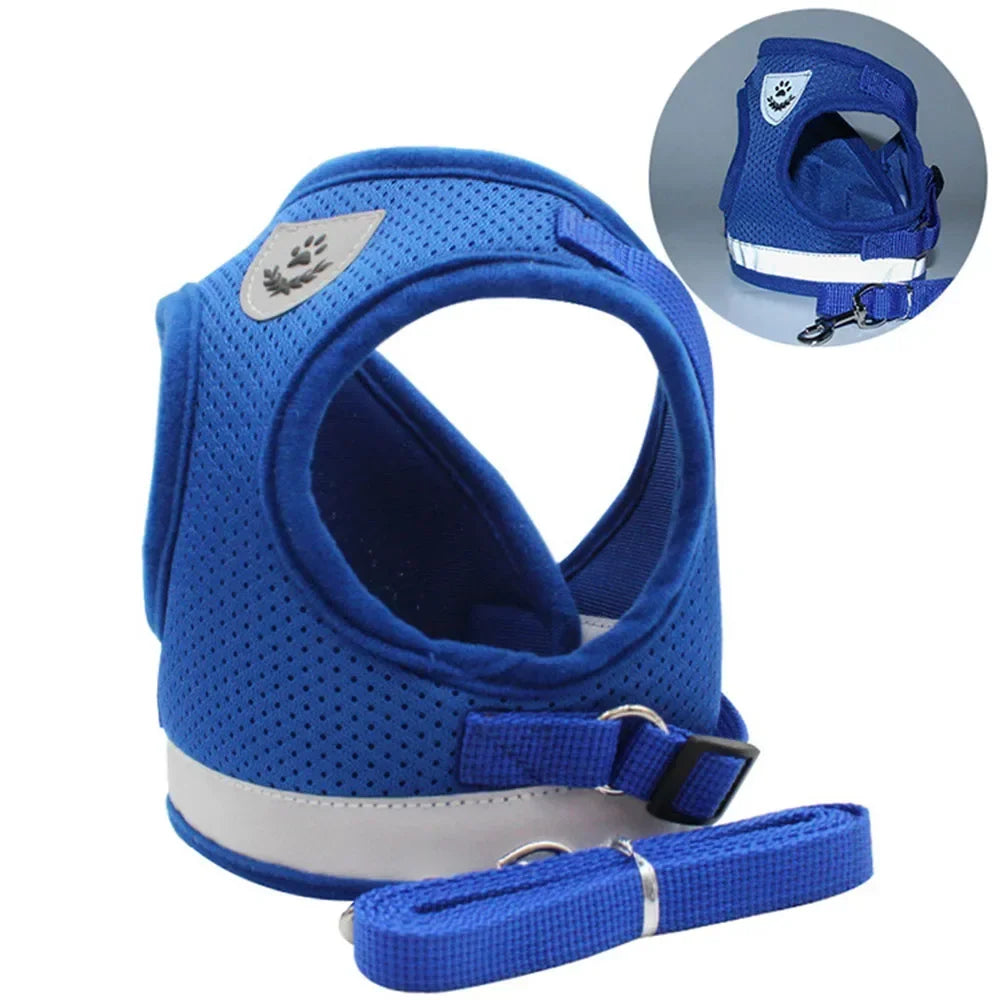 Escape-Proof Cat & Dog Harness with Leash Set – Adjustable Reflective Breathable Mesh Vest Harness for Small to Large Pets (XS-XL, 4 Colors)