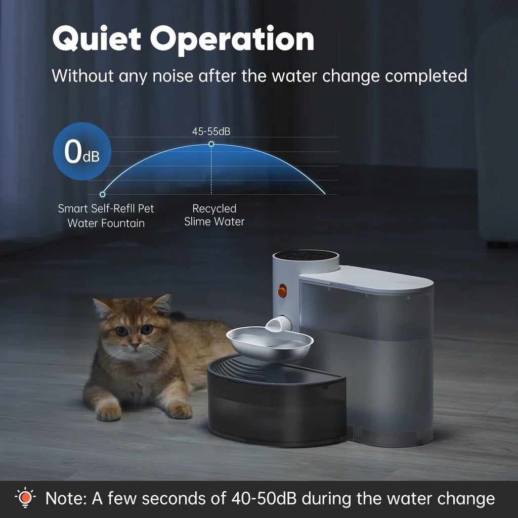 Wireless Automatic Cat Water Fountain – Stainless Steel Pet Water Dispenser with LCD Display, 3L Tank, Cordless Battery-Powered Drinking Bowl for Cats & Dogs