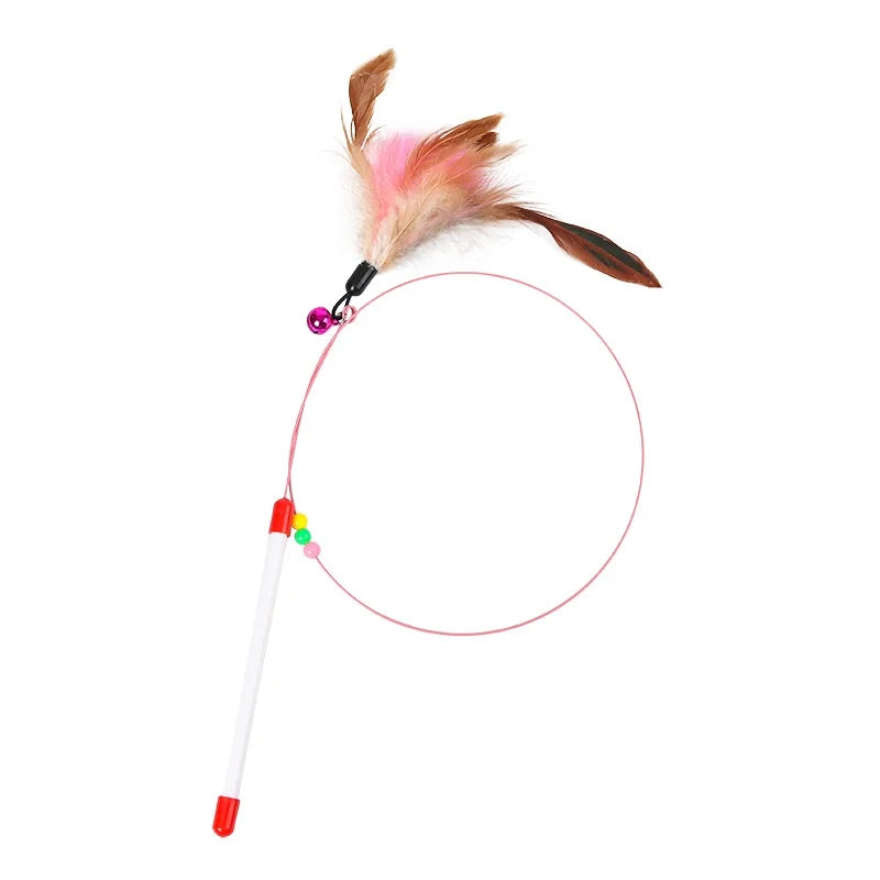 Interactive Cat Feather Wand Toy – Rotating Teaser for Kittens