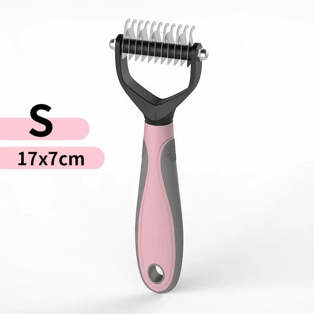 Double-Sided Dematting Comb for Cats & Dogs – Stainless Steel shedding Brush, Detangles Mats & Removes Loose Undercoat, Safe for All Breeds