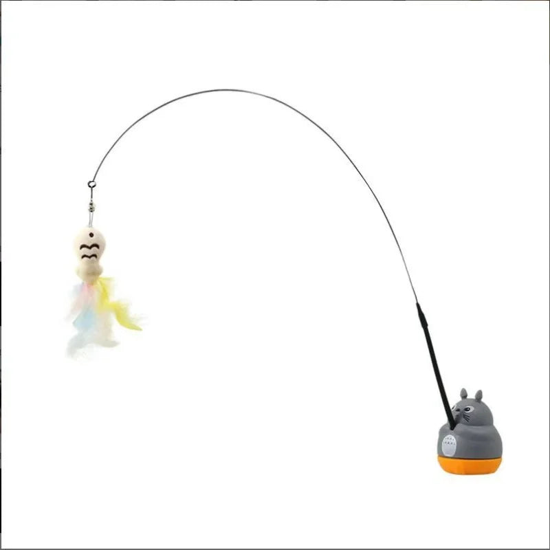 Interactive Cat Feather Wand Toy – Rotating Teaser for Kittens