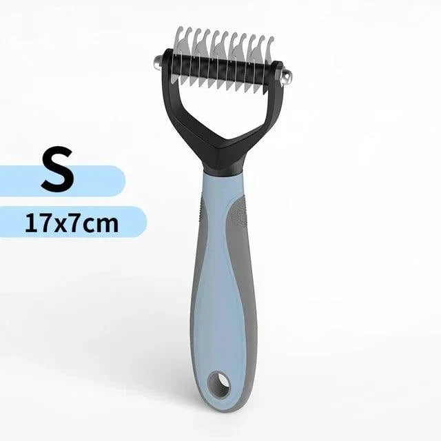 Double-Sided Dematting Comb for Cats & Dogs – Stainless Steel shedding Brush, Detangles Mats & Removes Loose Undercoat, Safe for All Breeds