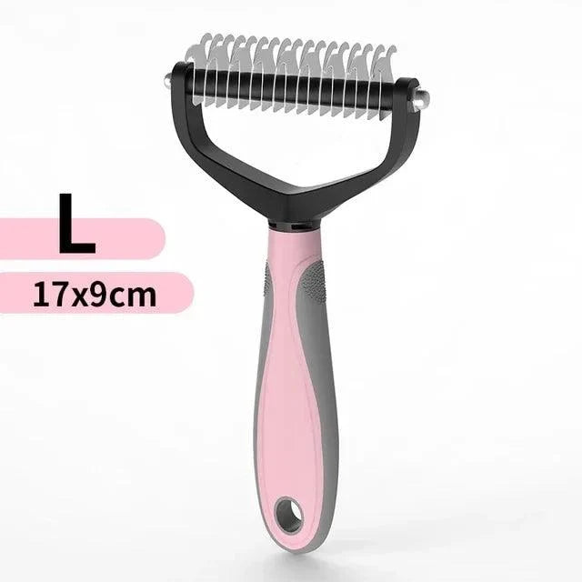 Double-Sided Dematting Comb for Cats & Dogs – Stainless Steel shedding Brush, Detangles Mats & Removes Loose Undercoat, Safe for All Breeds