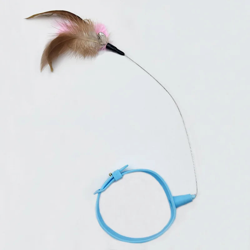 Interactive Cat Feather Wand Toy – Rotating Teaser for Kittens
