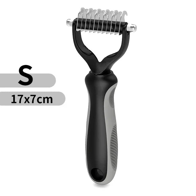 Double-Sided Dematting Comb for Cats & Dogs – Stainless Steel shedding Brush, Detangles Mats & Removes Loose Undercoat, Safe for All Breeds
