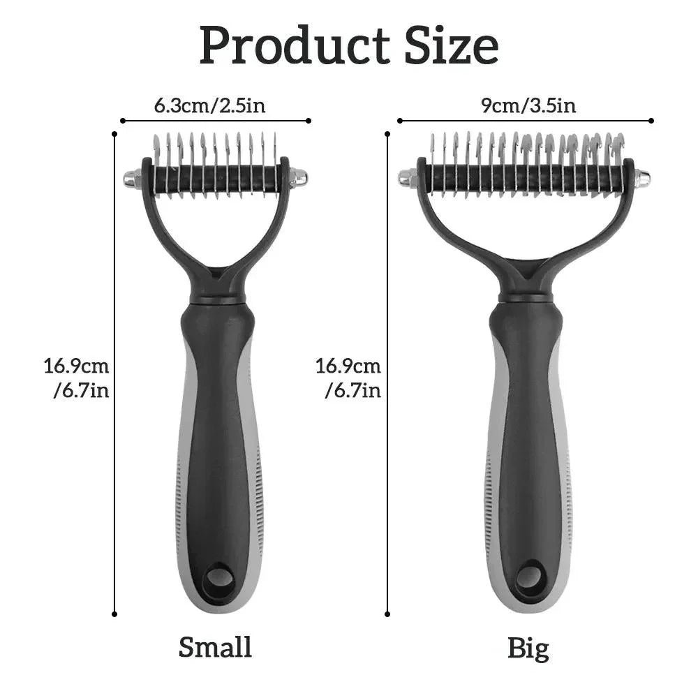 Double-Sided Dematting Comb for Cats & Dogs – Stainless Steel shedding Brush, Detangles Mats & Removes Loose Undercoat, Safe for All Breeds