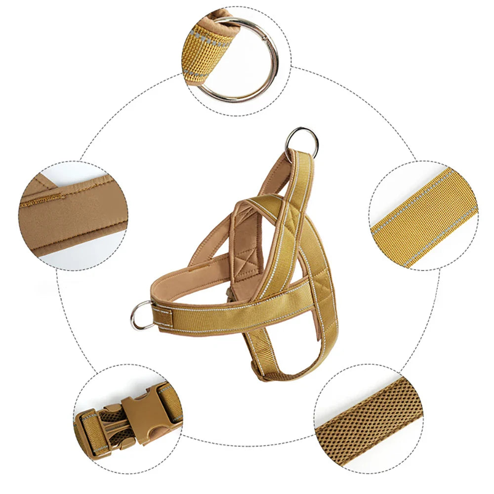 No-Pull Tactical Dog Harness – Adjustable 1000D Nylon for Large Dogs