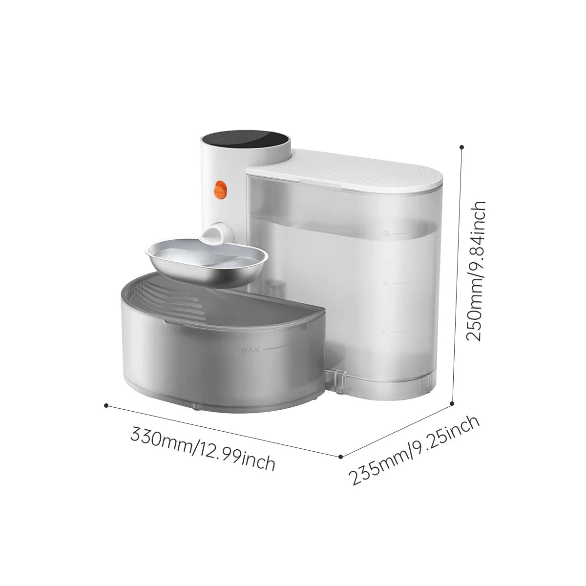 Wireless Automatic Cat Water Fountain – Stainless Steel Pet Water Dispenser with LCD Display, 3L Tank, Cordless Battery-Powered Drinking Bowl for Cats & Dogs