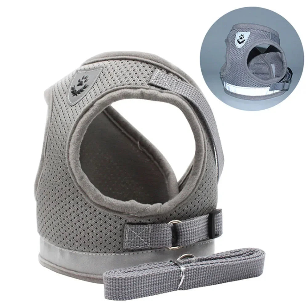 Escape-Proof Cat & Dog Harness with Leash Set – Adjustable Reflective Breathable Mesh Vest Harness for Small to Large Pets (XS-XL, 4 Colors)