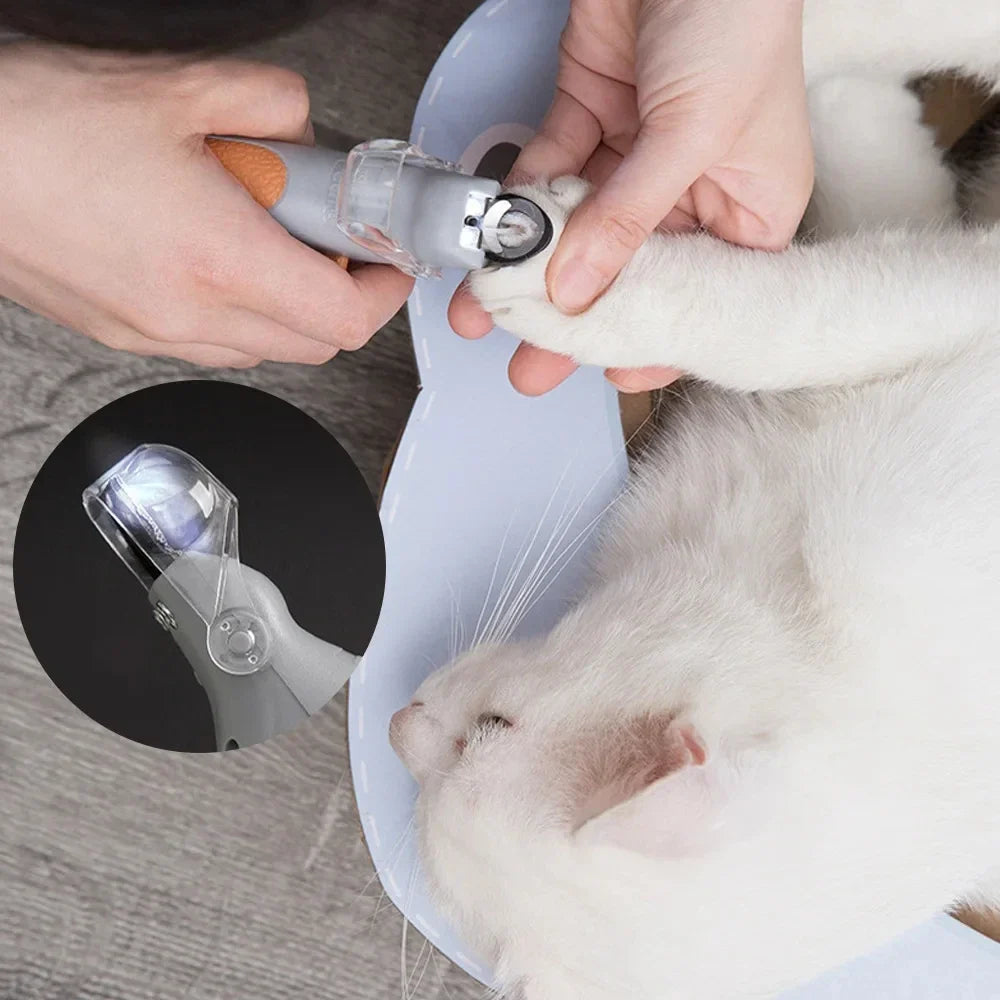 LED Light Pet Nail Clippers – Professional Stainless Steel Cat & Dog Nail Trimmer, Prevents Overcutting, Safe for Cats, Dogs & Rabbits