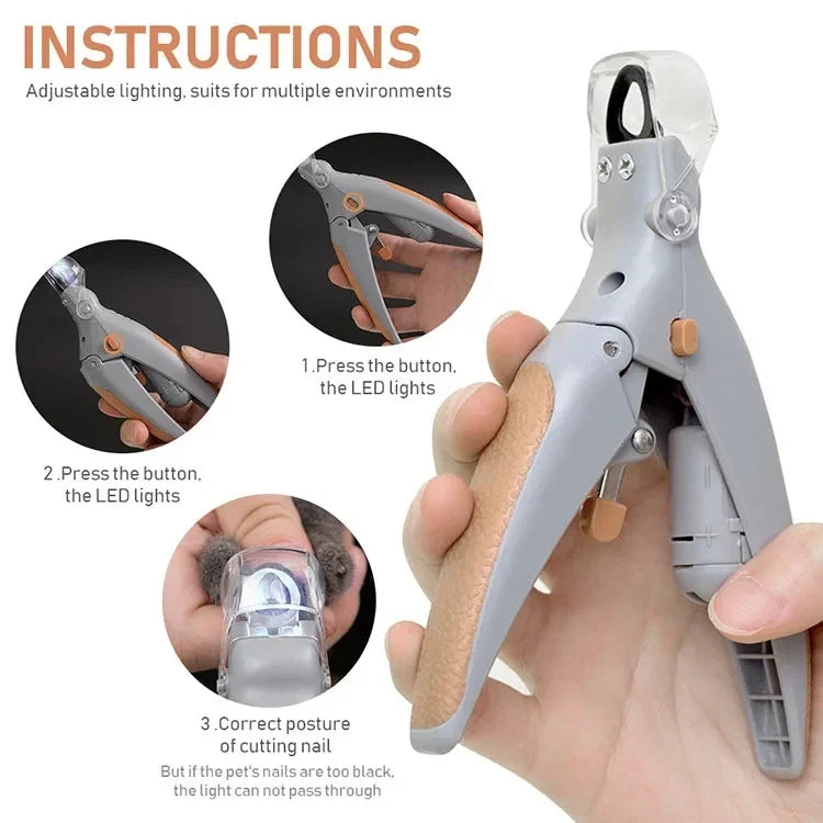 LED Light Pet Nail Clippers – Professional Stainless Steel Cat & Dog Nail Trimmer, Prevents Overcutting, Safe for Cats, Dogs & Rabbits