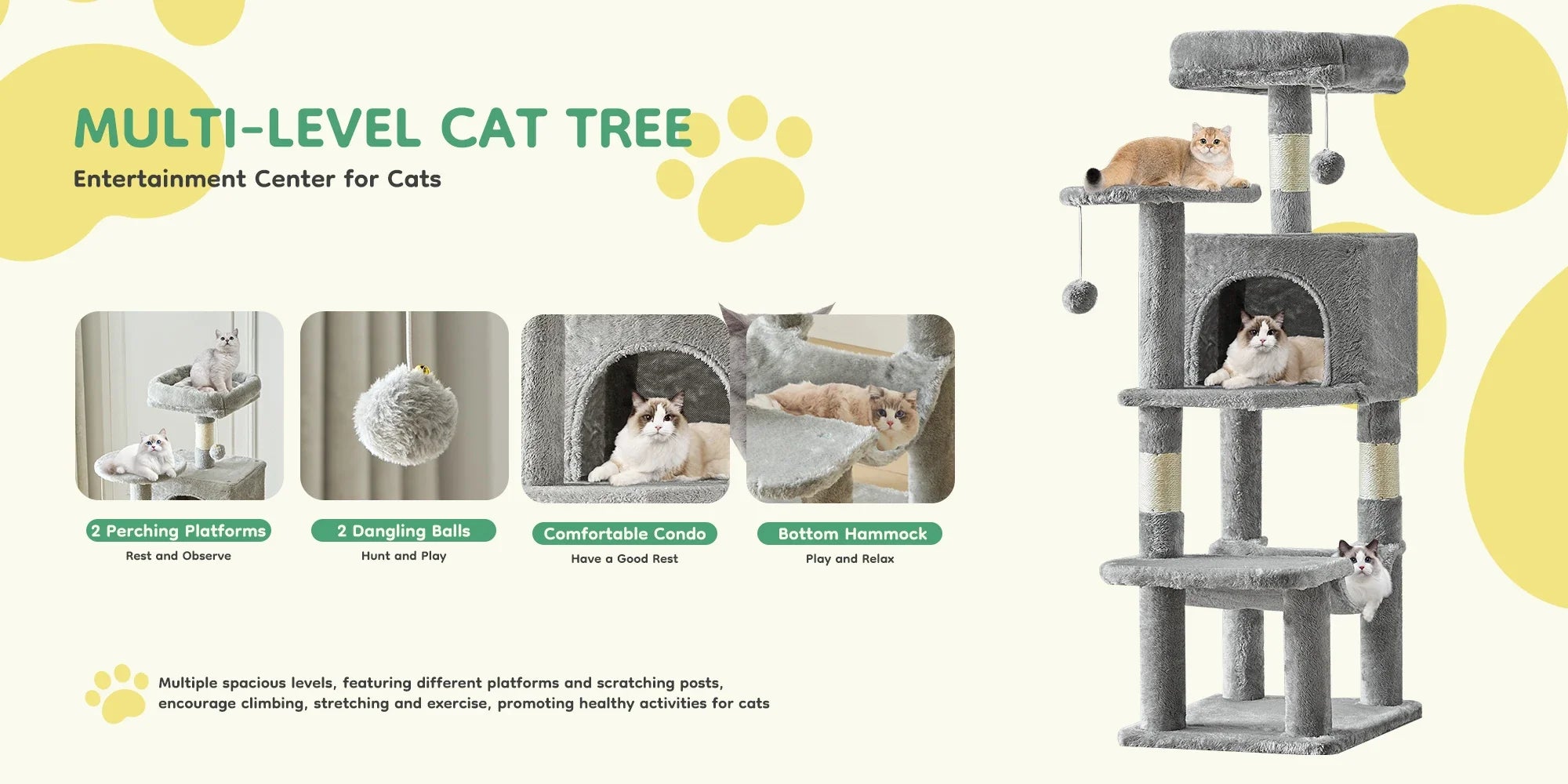 Cat Tree Tall Multi-Cat Climbing Tower