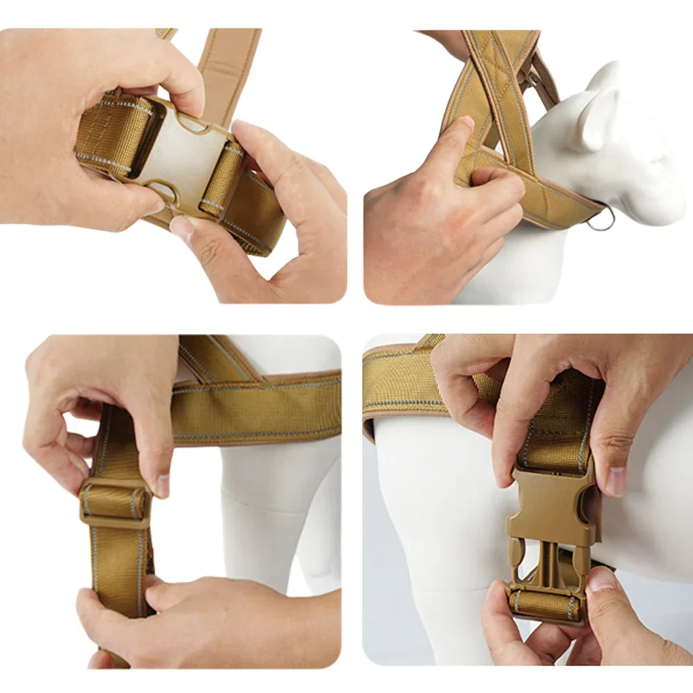 No-Pull Tactical Dog Harness – Adjustable 1000D Nylon for Large Dogs