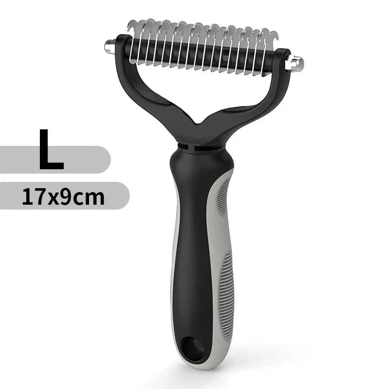 Double-Sided Dematting Comb for Cats & Dogs – Stainless Steel shedding Brush, Detangles Mats & Removes Loose Undercoat, Safe for All Breeds