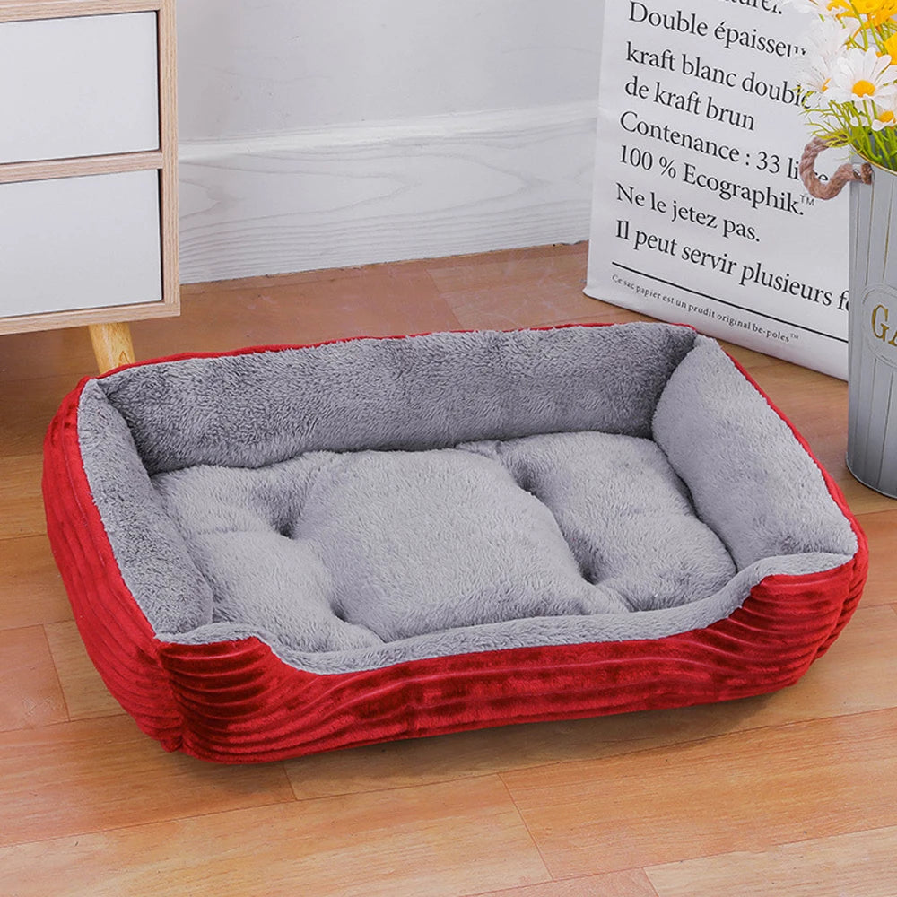 Cozy Square Dog Sofa Bed – Soft Plush Cushion for Cats & Dogs