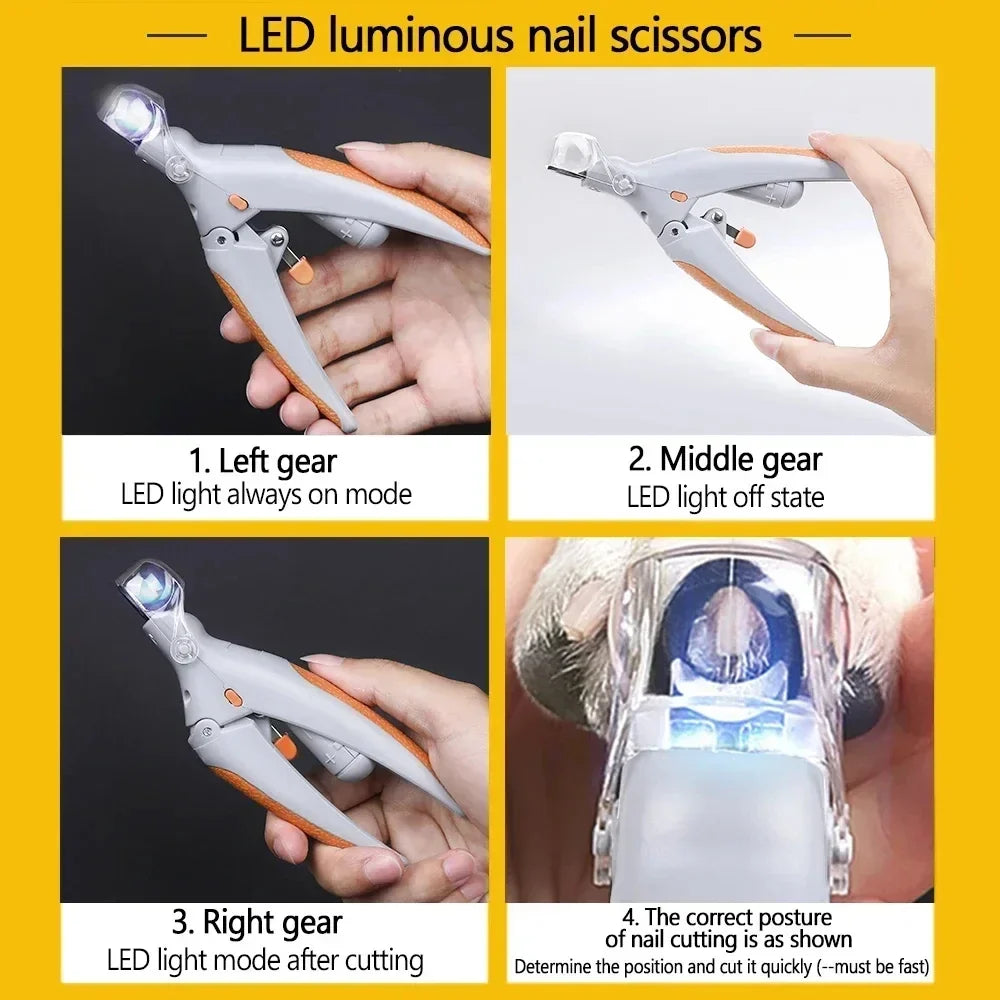LED Light Pet Nail Clippers – Professional Stainless Steel Cat & Dog Nail Trimmer, Prevents Overcutting, Safe for Cats, Dogs & Rabbits