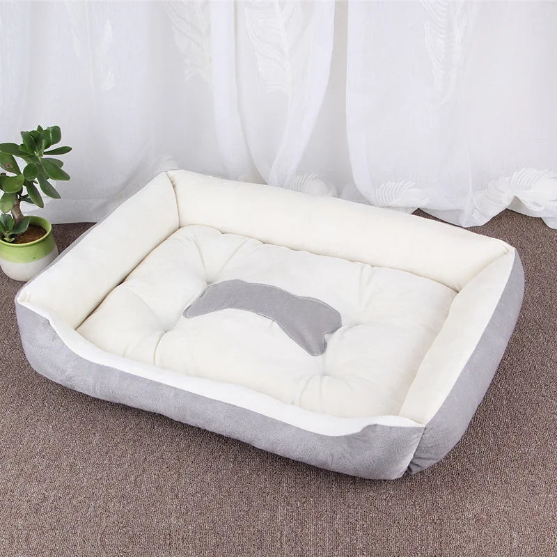 Cozy Square Dog Sofa Bed – Soft Plush Cushion for Cats & Dogs