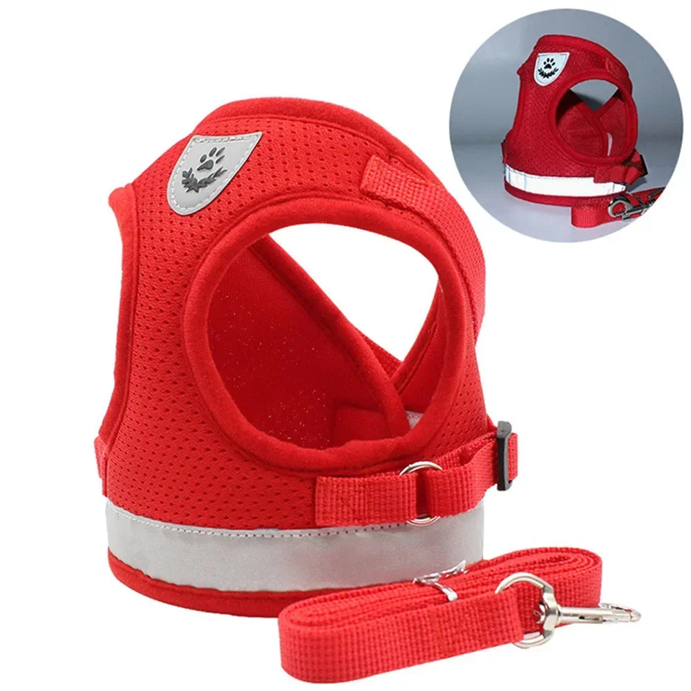 Escape-Proof Cat & Dog Harness with Leash Set – Adjustable Reflective Breathable Mesh Vest Harness for Small to Large Pets (XS-XL, 4 Colors)