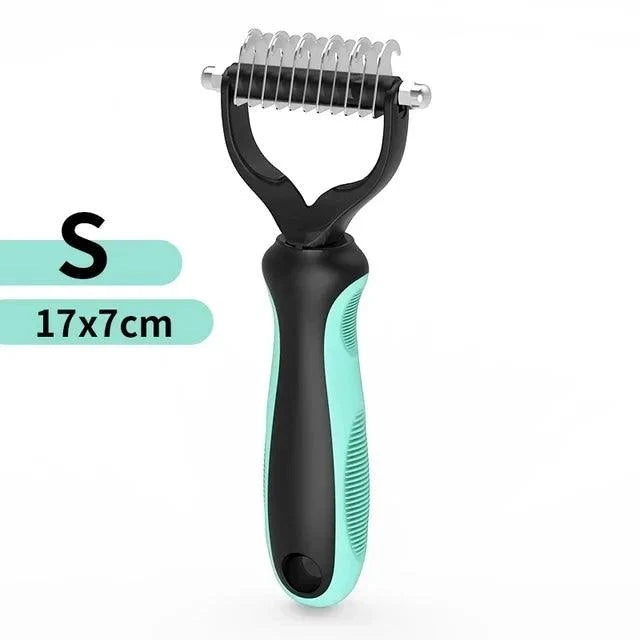 Double-Sided Dematting Comb for Cats & Dogs – Stainless Steel shedding Brush, Detangles Mats & Removes Loose Undercoat, Safe for All Breeds