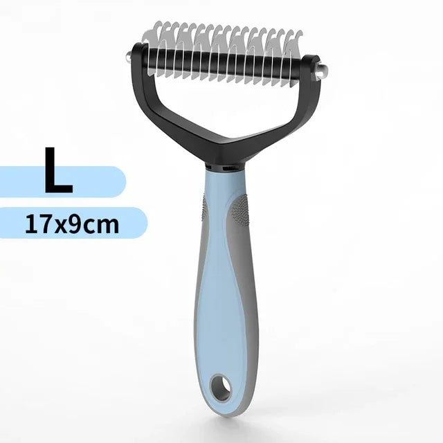 Double-Sided Dematting Comb for Cats & Dogs – Stainless Steel shedding Brush, Detangles Mats & Removes Loose Undercoat, Safe for All Breeds