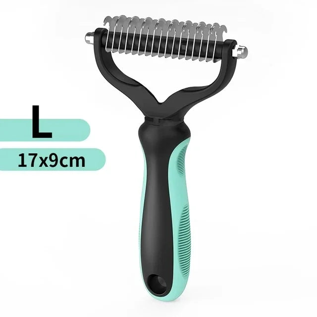 Double-Sided Dematting Comb for Cats & Dogs – Stainless Steel shedding Brush, Detangles Mats & Removes Loose Undercoat, Safe for All Breeds