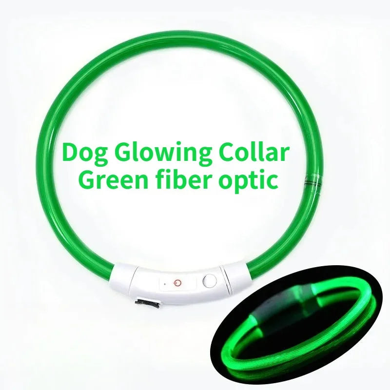 Rechargeable Fiber Optic Dog Collar Luminous Night Glow Pet Accessory Detachable Safety Collar for Enhanced Nighttime Visibi