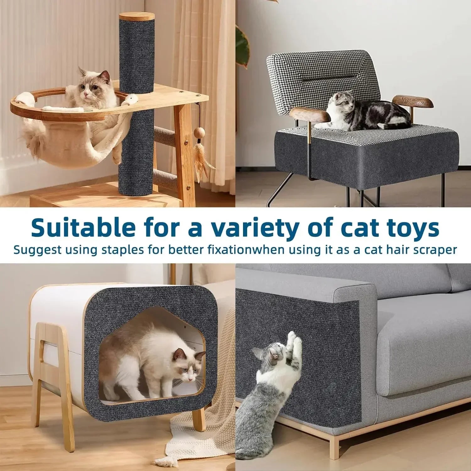 Self-Adhesive Cat Scratching Mat – Trimmable DIY Furniture Protector for Sofas, Walls & Corners, Multiple Sizes & Colors