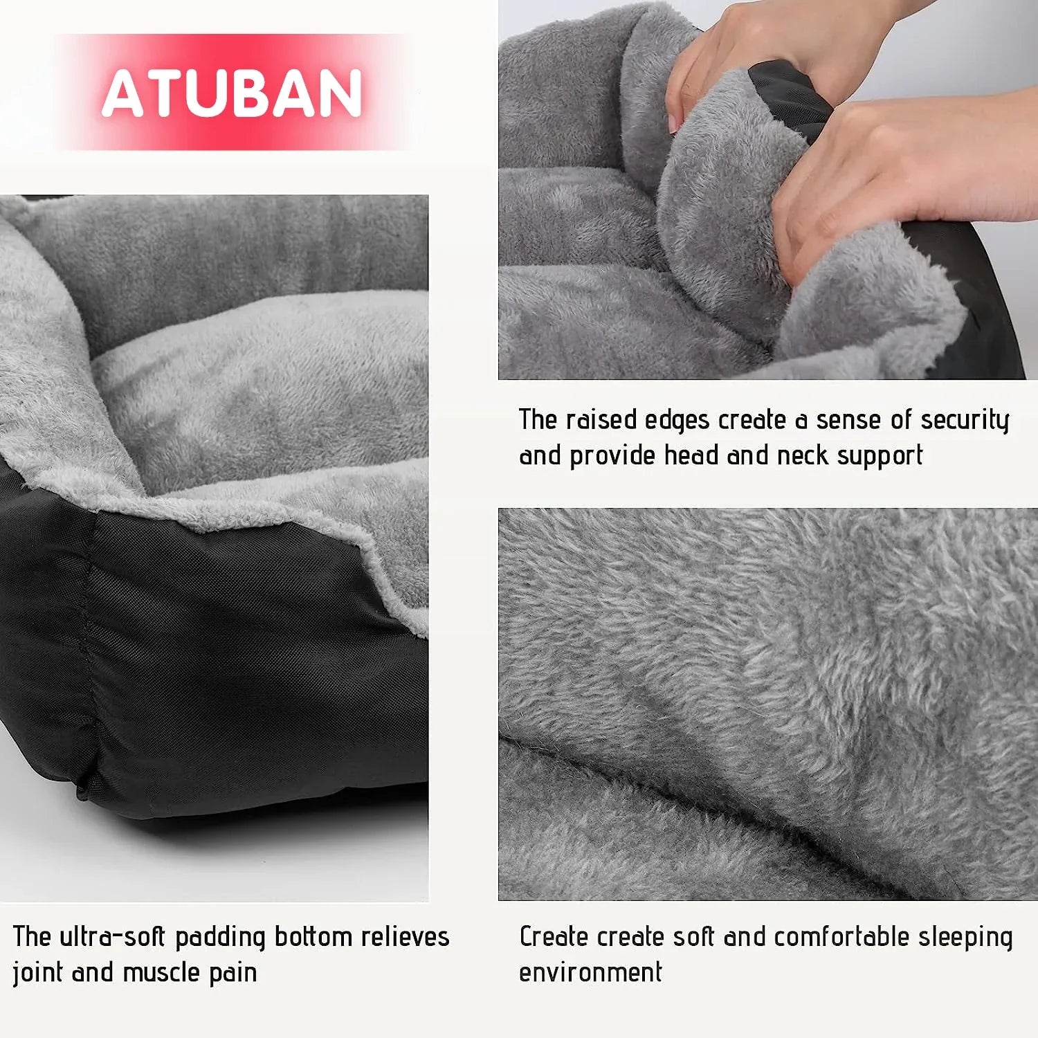 Cozy Square Dog Sofa Bed – Soft Plush Cushion for Cats & Dogs