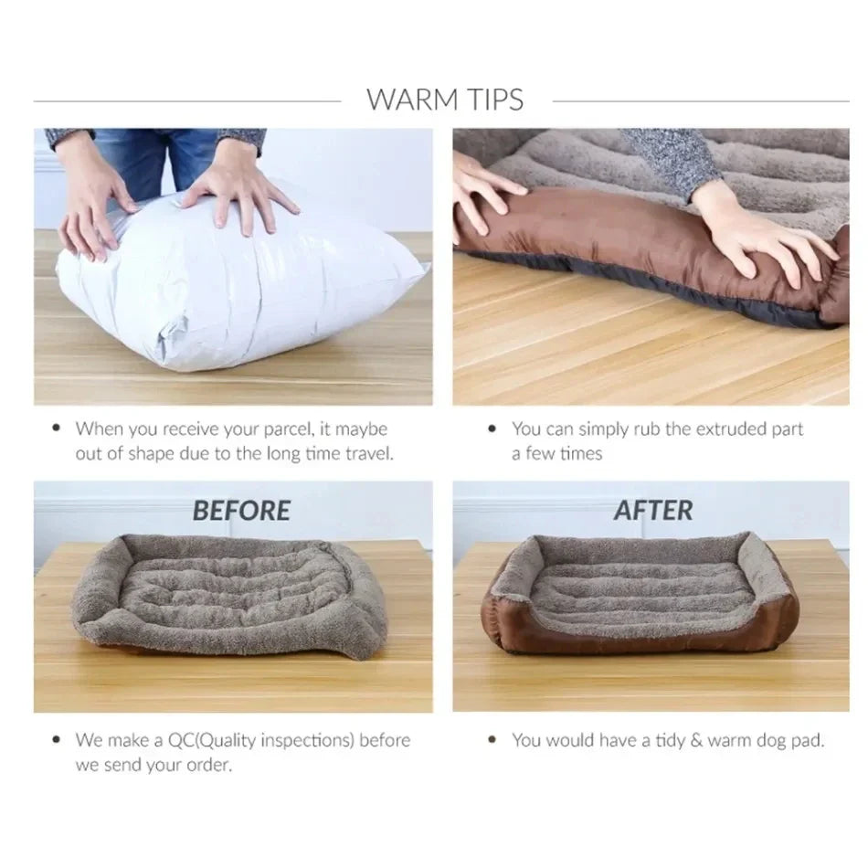 Cozy Square Dog Sofa Bed – Soft Plush Cushion for Cats & Dogs
