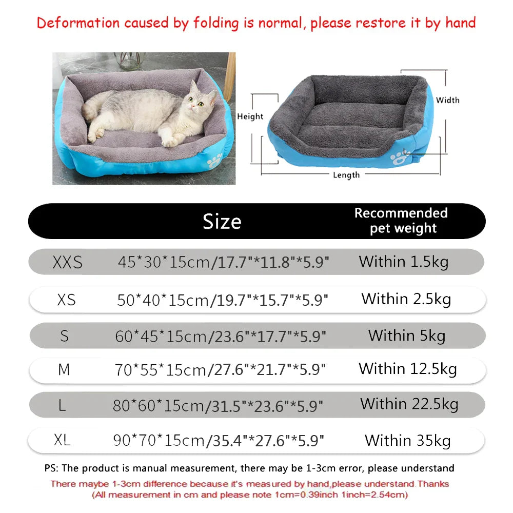 Cozy Square Dog Sofa Bed – Soft Plush Cushion for Cats & Dogs