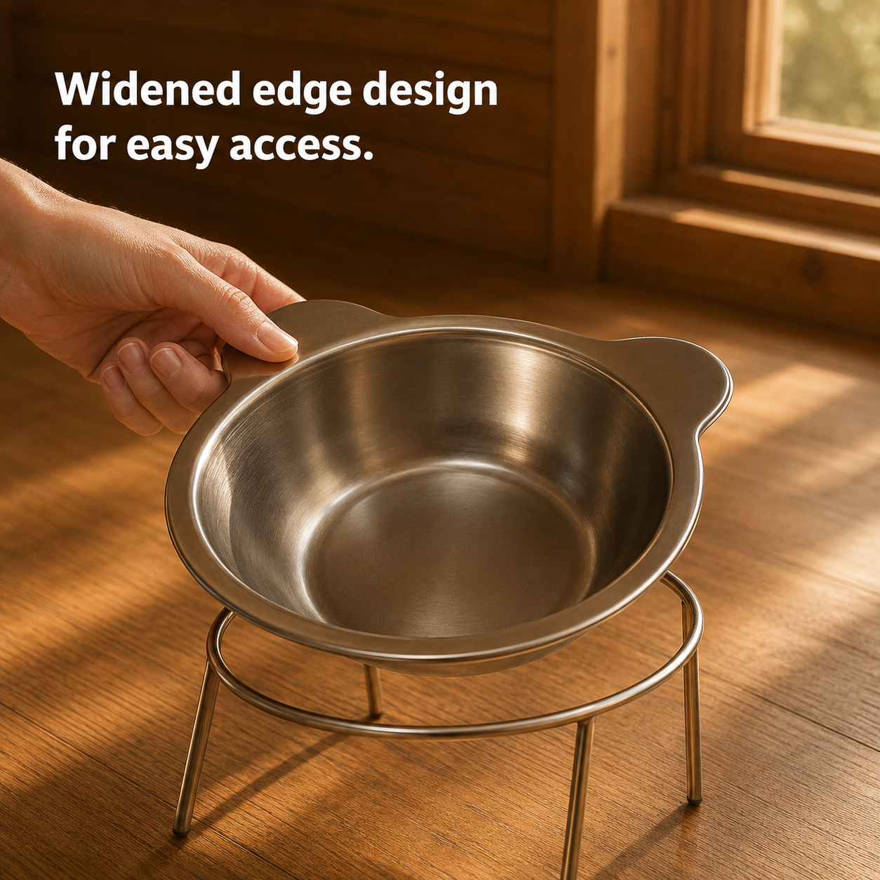 ‌304 Stainless Steel Raised Cat Bowl with 15° Elevated Design Tilted Neck Guard Healthy Feeding Shatterproof for Cats Puppies