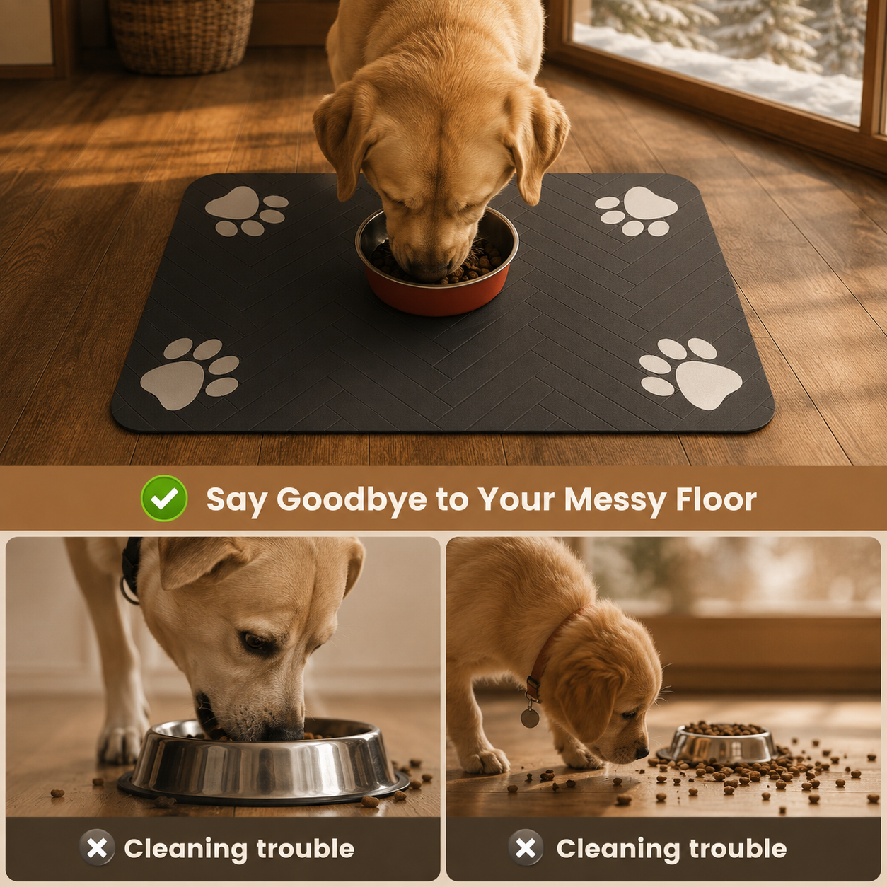 Non-Slip Waterproof Pet Feeding Mat – Absorbent Placemat for Dog & Cat Bowls