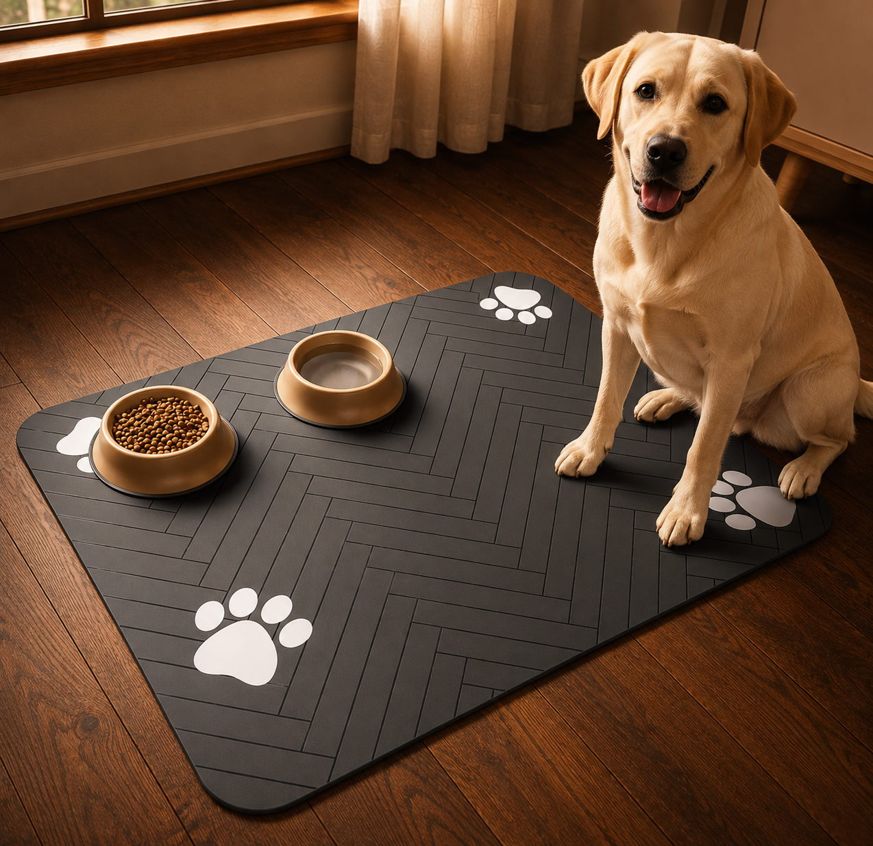 Non-Slip Waterproof Pet Feeding Mat – Absorbent Placemat for Dog & Cat Bowls